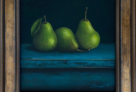 Still life- pears(25x25cm, oil painting, ready to hang)