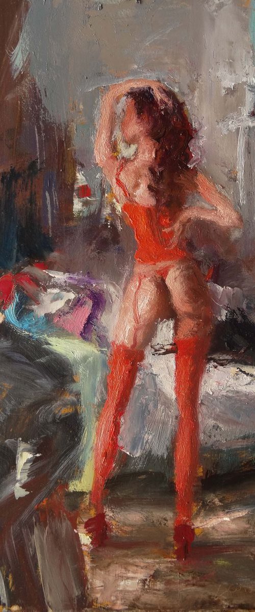 Valérie en rouge by Manuel Leonardi