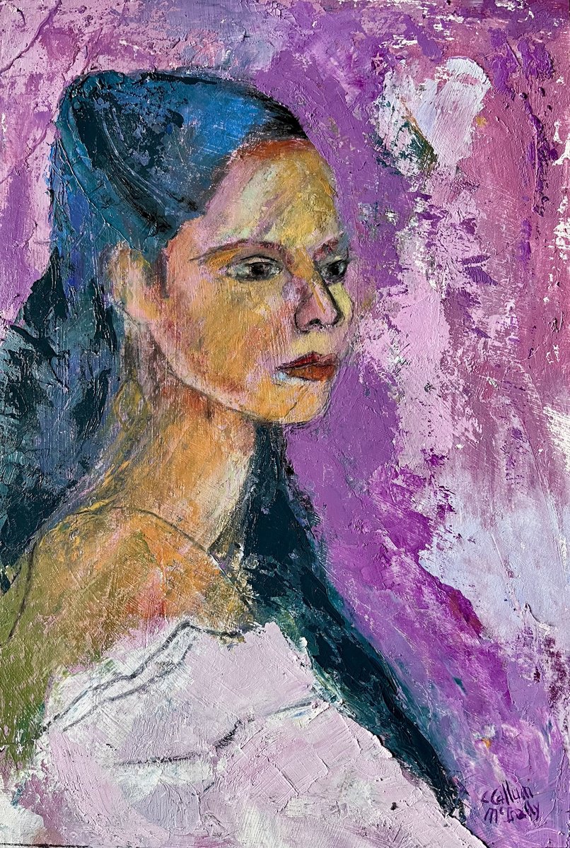 Expressive Portrait Oil Painting By Christine Callum Mcinally, 8 X 12, Bellisima, Original Artwork