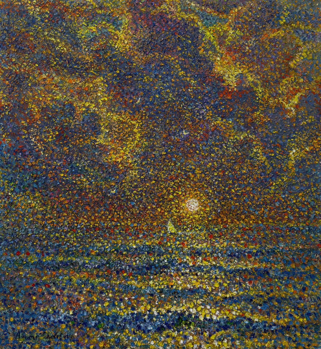 Impressionistic Landscape Oil Painting By Andrii Chebotaru, 30 X 31, Radiance Born Of A Dream, Original Artwork