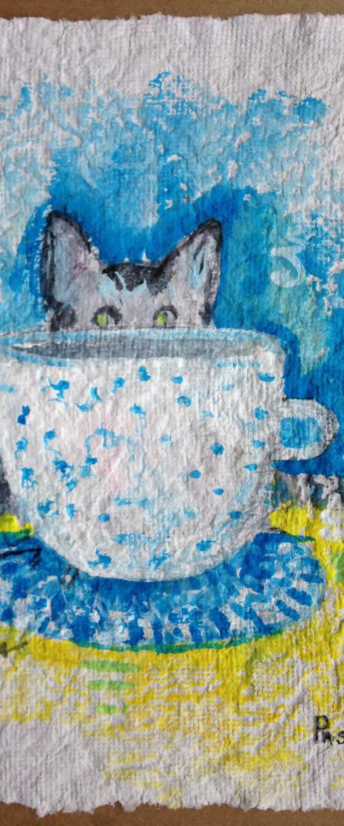 The cat with cup by Olga Pascari