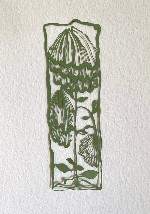 Green flowers paper art by ESylvia
