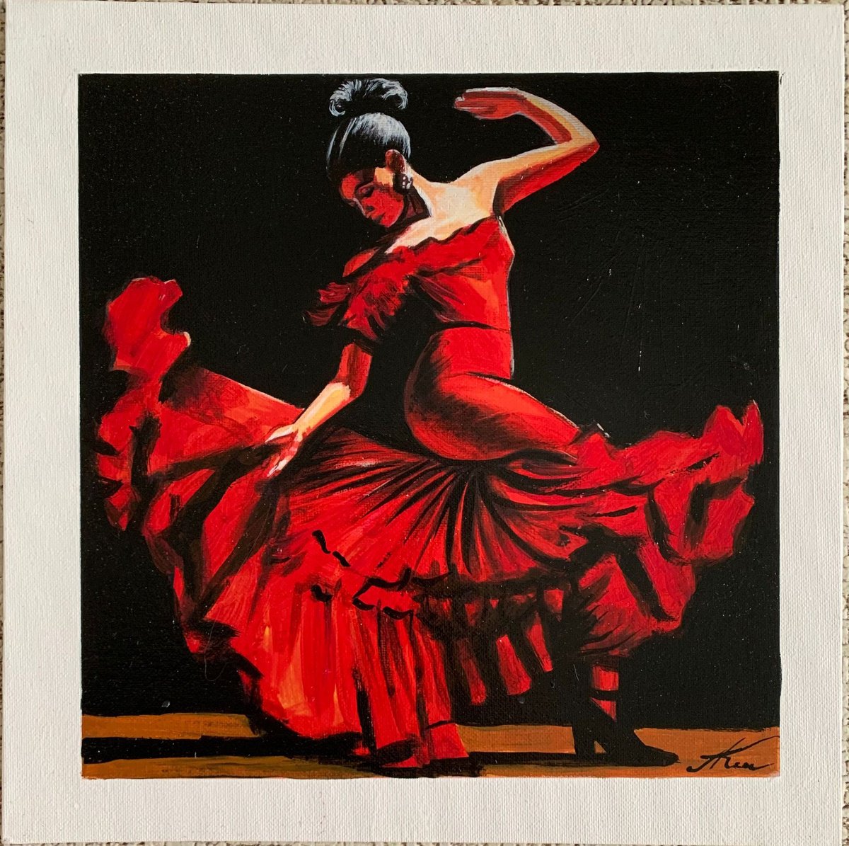 Flamenco In Motion By Anzhelika Klimina, 12 X 12, Artwork For Sale On Artfinder