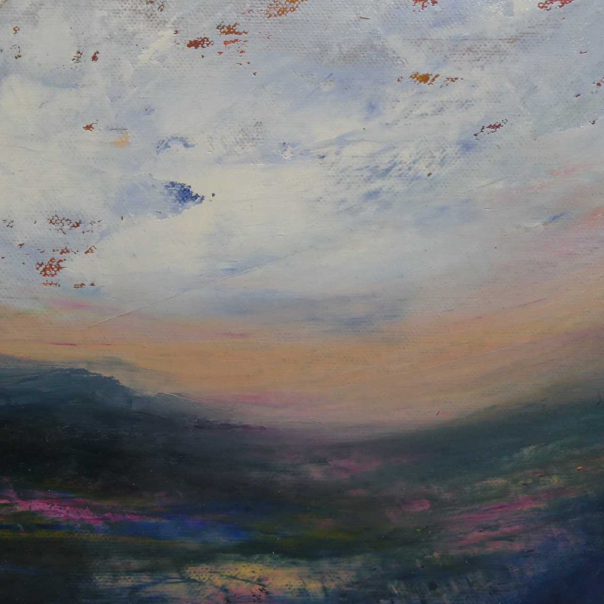 Expressive Landscape Oil Painting By Oconnart, 10 X 10", Moorland Evening, Original Artwork