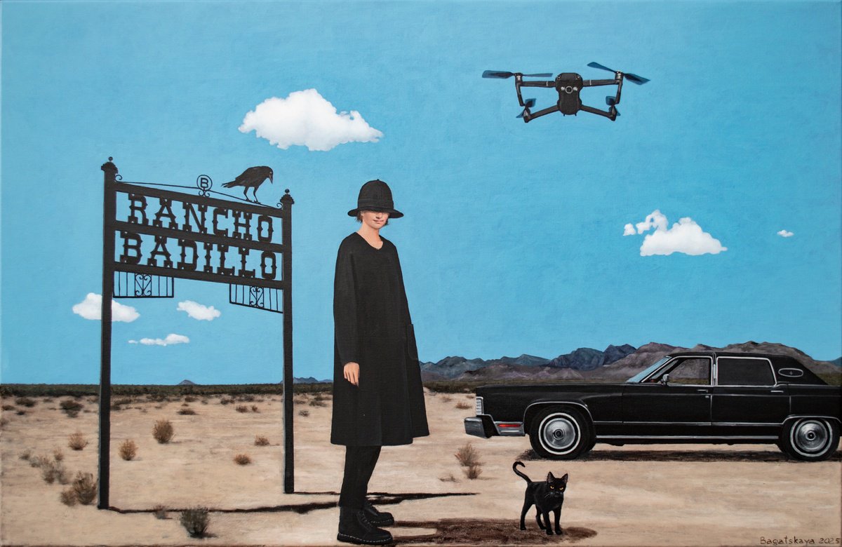 Photorealistic Portrait Acrylic Painting By Nataliya Bagatskaya, 39 X 26", The Code Of Rancho Badillo, Original Artwork