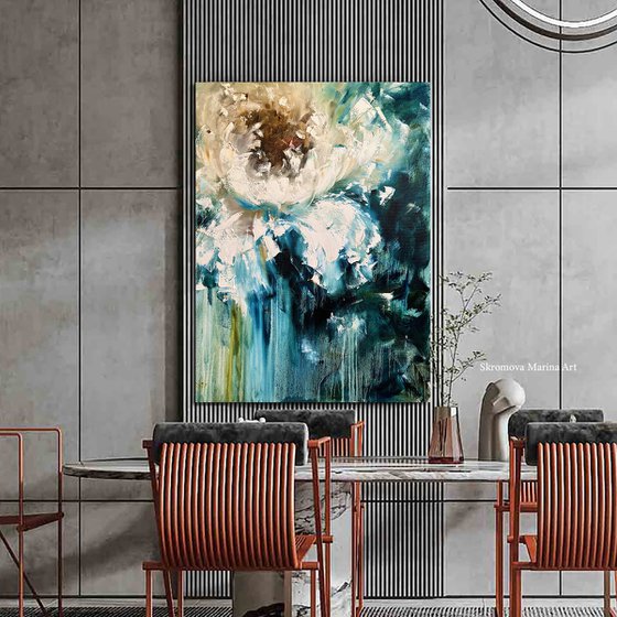 STUNNING COUPLE - Set of 2 abstract flowers. Peony diptych. Macro. Textural painting. 3D flowers. Regal. Elegant. Awesome.