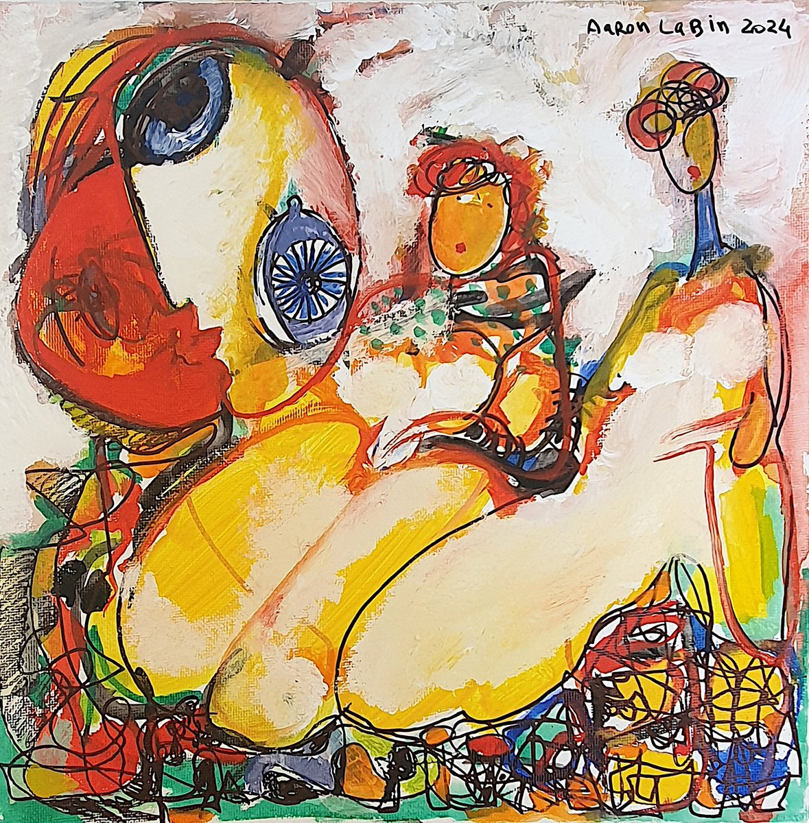 Urban And Pop Portrait Acrylic Painting By Aaaron Labin (Grigoryan), 12 X 12, Dreams, Original Artwork