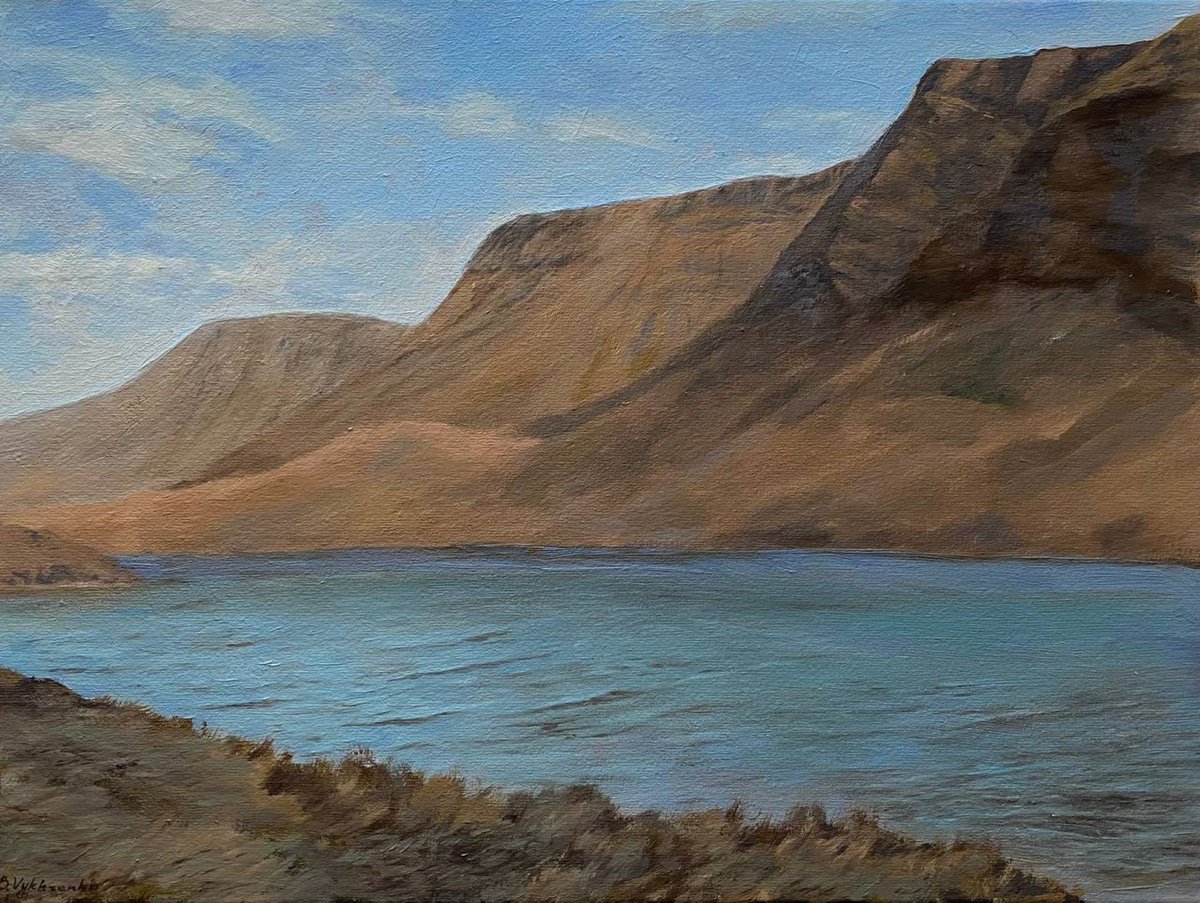 Impressionistic Landscape Oil Painting By Bohdan Vykhrenko, 16 X 12, Mountain Lake, Original Artwork