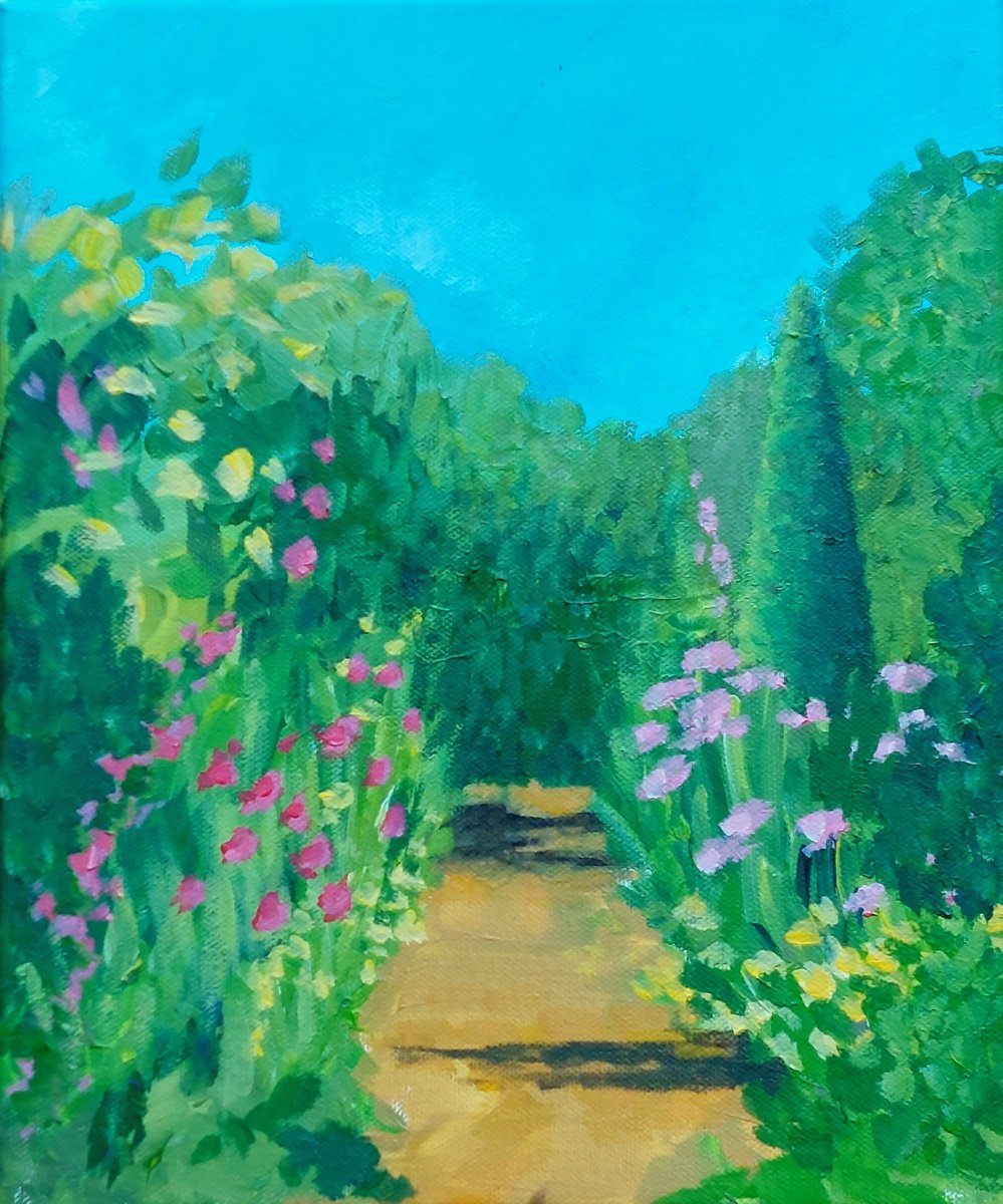 Impressionistic Botanical Acrylic Painting By Jan Rippingham, 10 X 12, The Physic Garden, Original Artwork