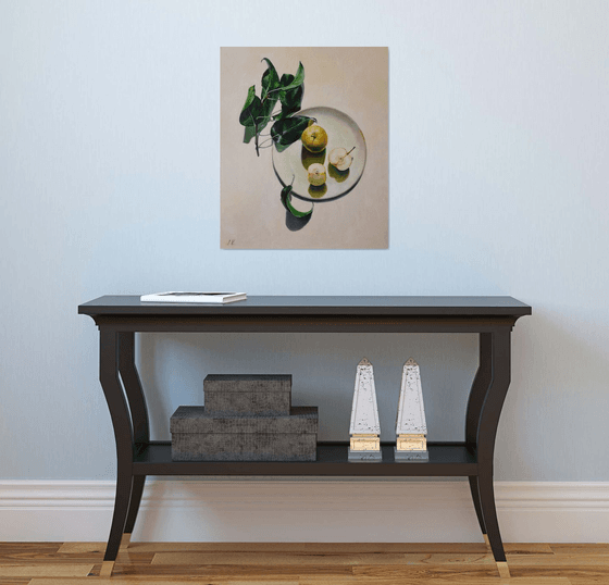 "Still life with an apple. "  still life summer liGHt original painting  GIFT (2021)