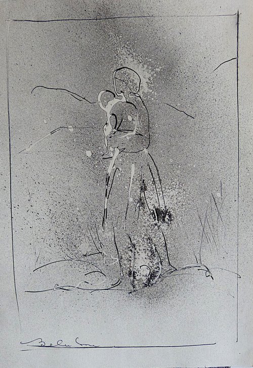 Mother and Child, 21x29 cm by Frederic Belaubre
