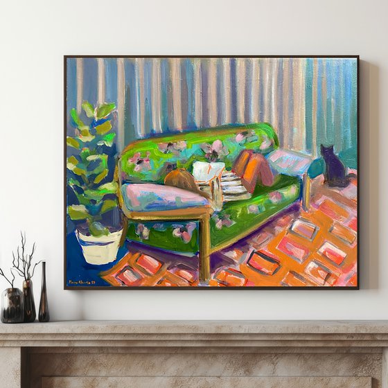 A retro green sofa