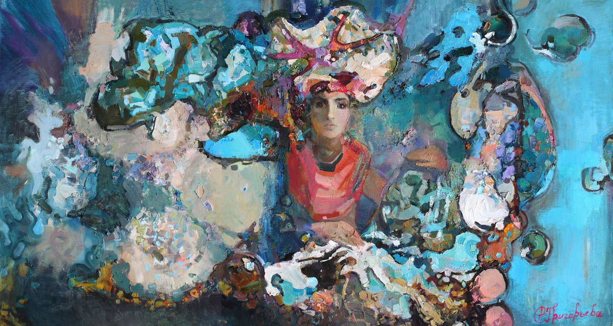 Expressive Portrait Oil Painting By Anastasiia Grygorieva, 59 X 31, Dream, Original Artwork