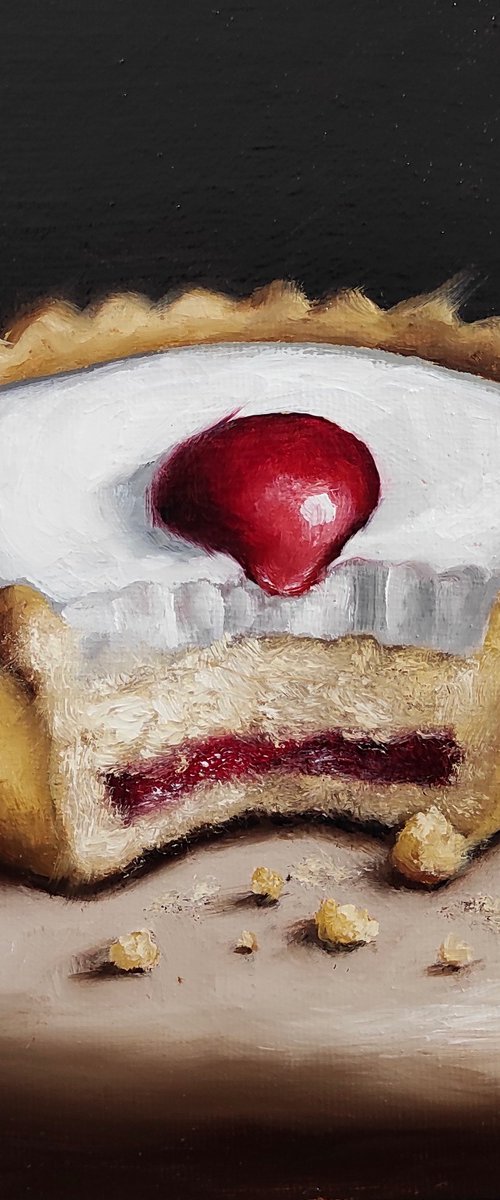 Family favourite Bakewell tart still life by Jane Palmer Art