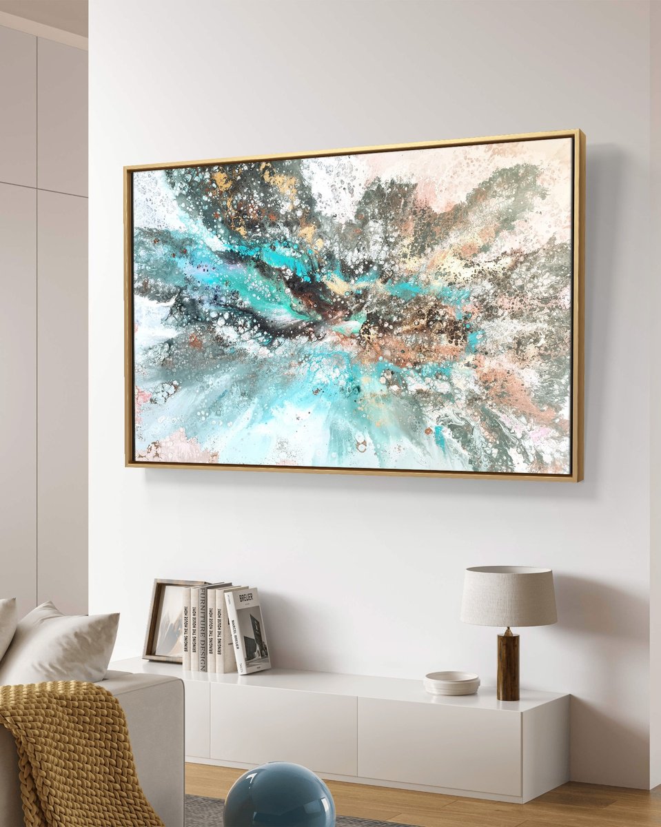 Organic Abstract Acrylic Painting By Eleni Denart, 59 X 39, Joy, Original Artwork