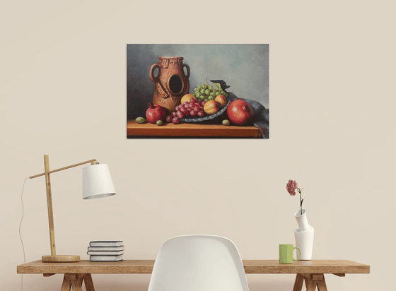 Still life with colorful fruits (40x60cm, oil painting, ready to hang)