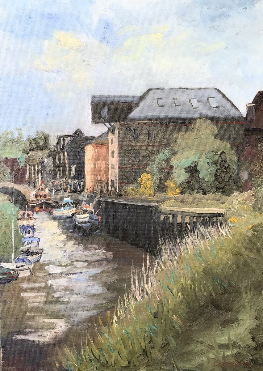 Impressionistic Cityscapes Oil Painting By Julian Lovegrove Art, 10 X 14", The Stour At Sandwich,, Original Artwork