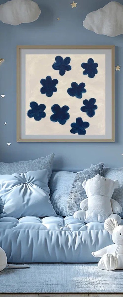Blue Florals in Serene Space by Sasha Robinson