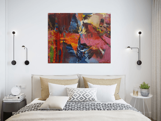 LARGE FASCINATING COLORS ABSTRACT PAINTING CHILDHOOD DREAMS O KLOSKA