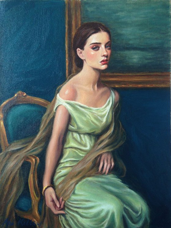 Woman with Blue and Gold