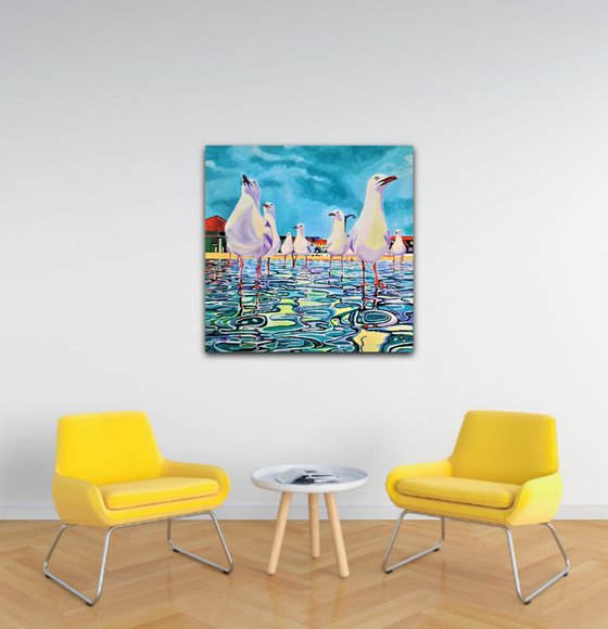 At the beach / 80 x 80  x 0.1 cm