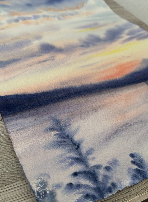 Pearly Sunset over Mountains