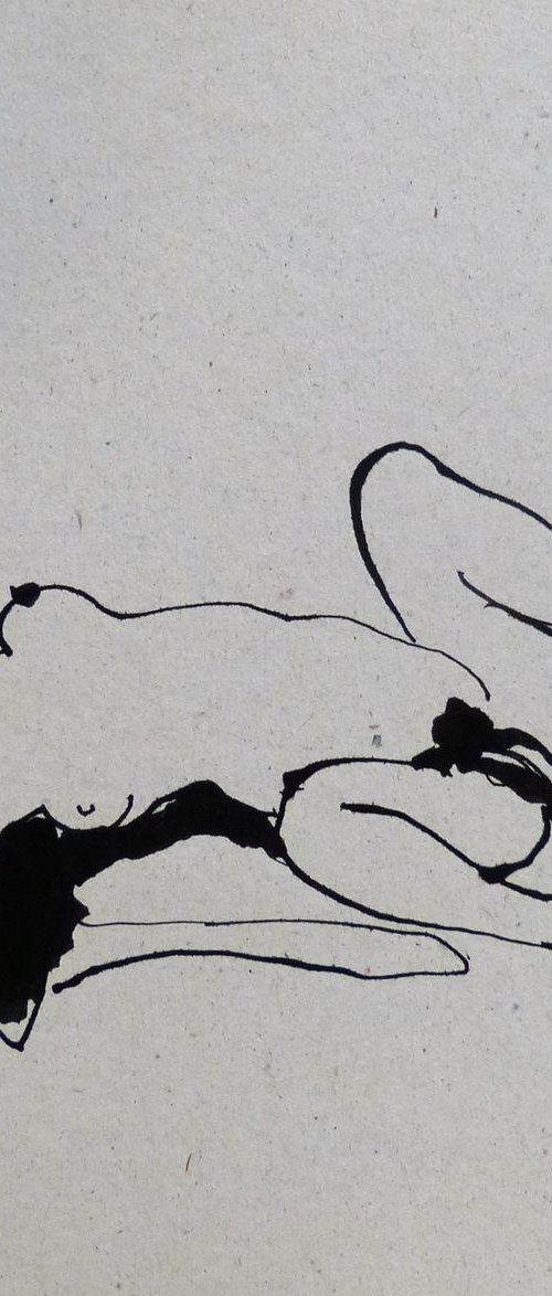 Erotic drawing 18, ink on paper 24x24 cm by Frederic Belaubre