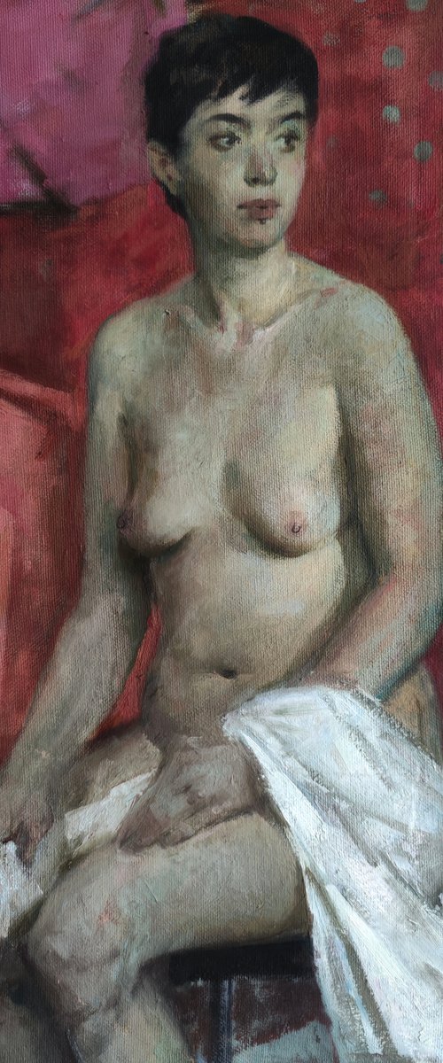 Nude with a white towel by Maria Egorova