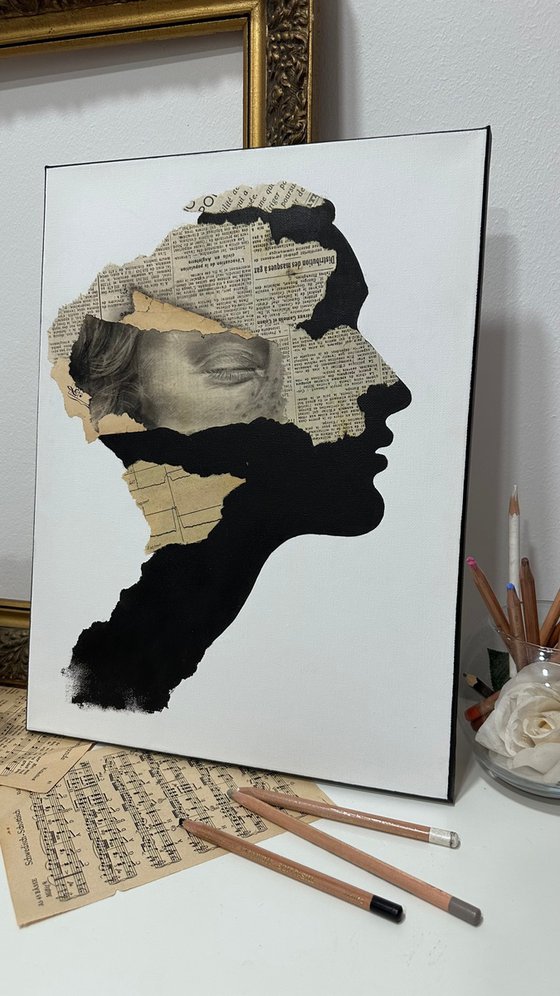 Abstract Female Collage Newspaper Profile