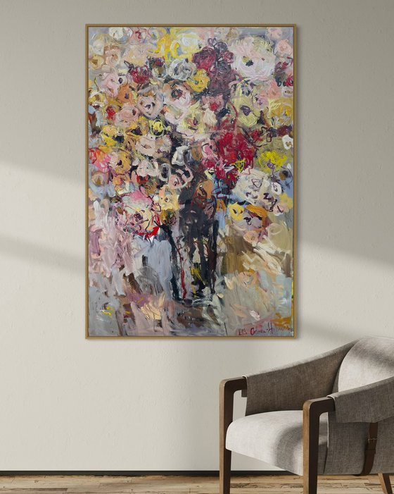 Vase of flowers.