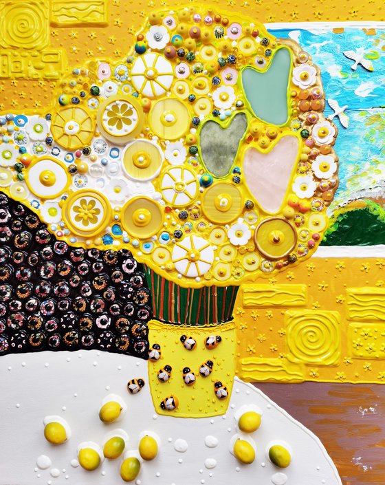 Yellow still life (NATURAL GEMSTONES & mosaic)