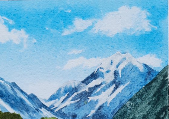 Snowmountain Shine - Original Watercolour Painting