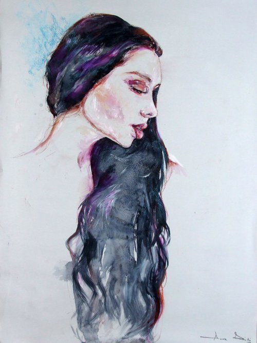 Study of a head in watercolour by Anna Sidi-Yacoub