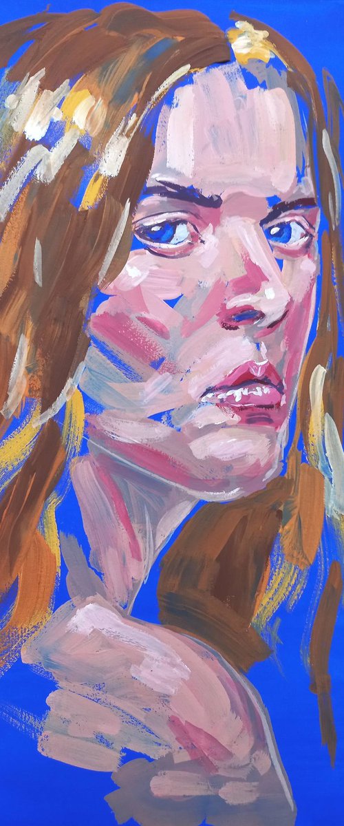 Gouache fem portrait by Tatiana Myreeva