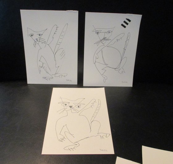 3 crazy cats 8,2 x 5,9