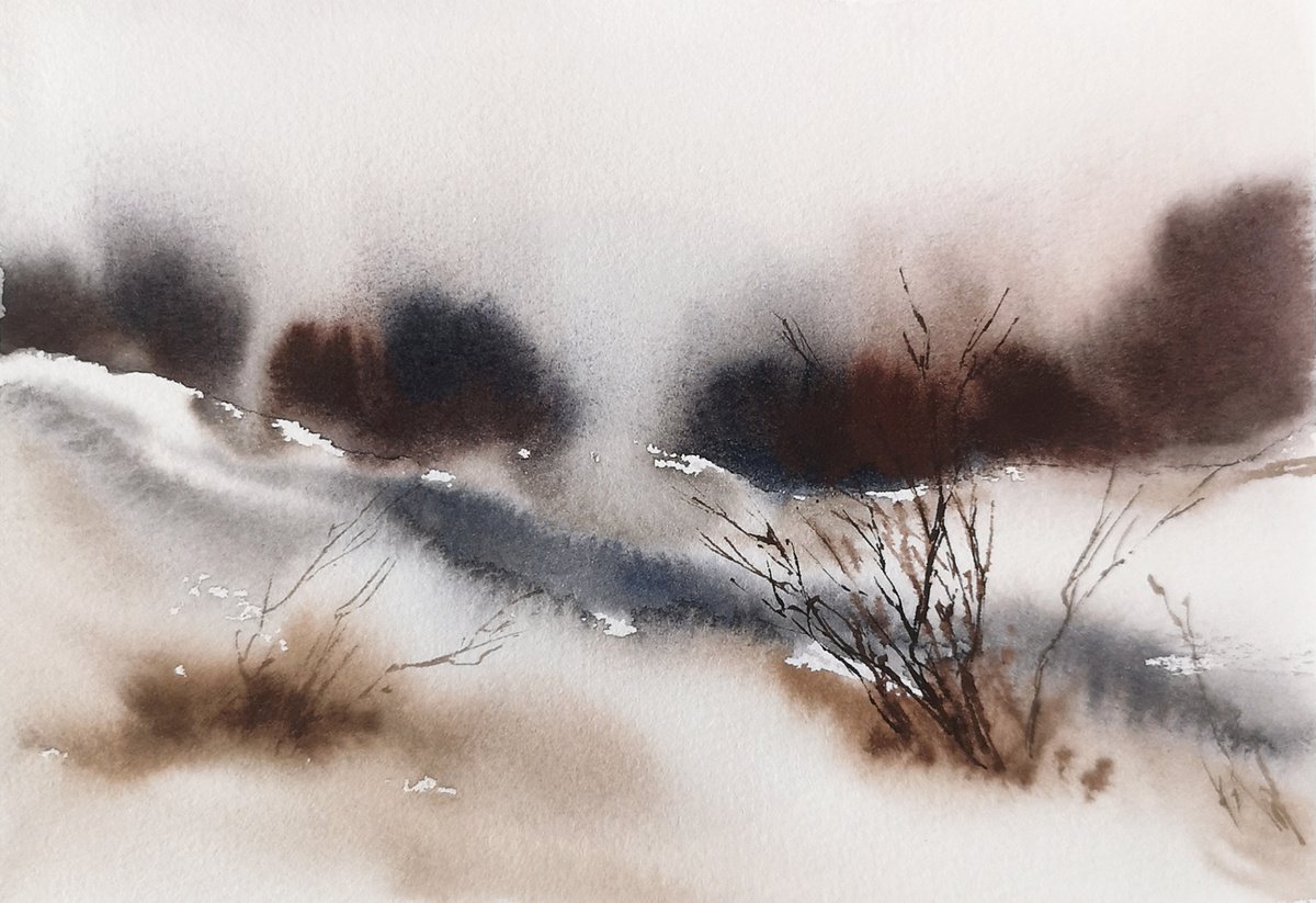 Minimalist winter landscape by Olga Grigo