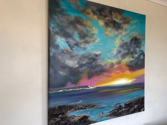 Sunrise over the Isle of Wight on a large canvas