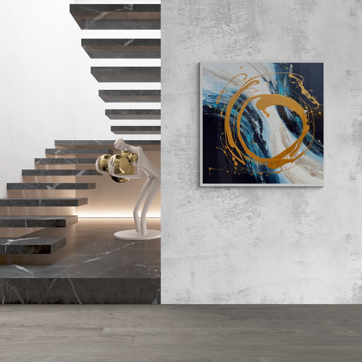 Abstract Acrylic Painting By Julijana Ravbar, 31 X 31", Dream Waves, Original Artwork