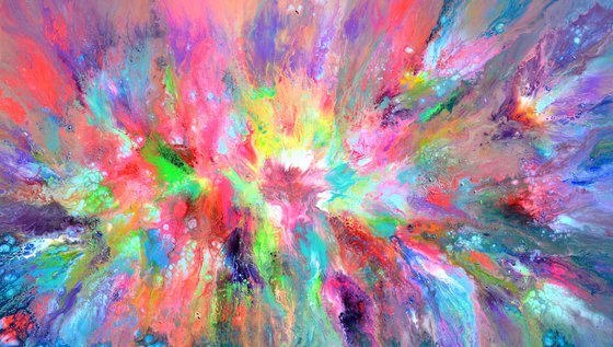 55x31.5'' Large Colorful Ready to Hang Abstract Painting Happy Harmony XXX