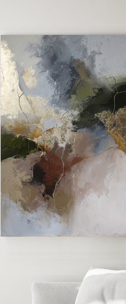 "Green Rime" Abstract dark green acrylic art by Yana Sagan