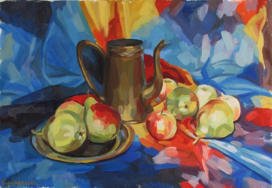 Still life with pears