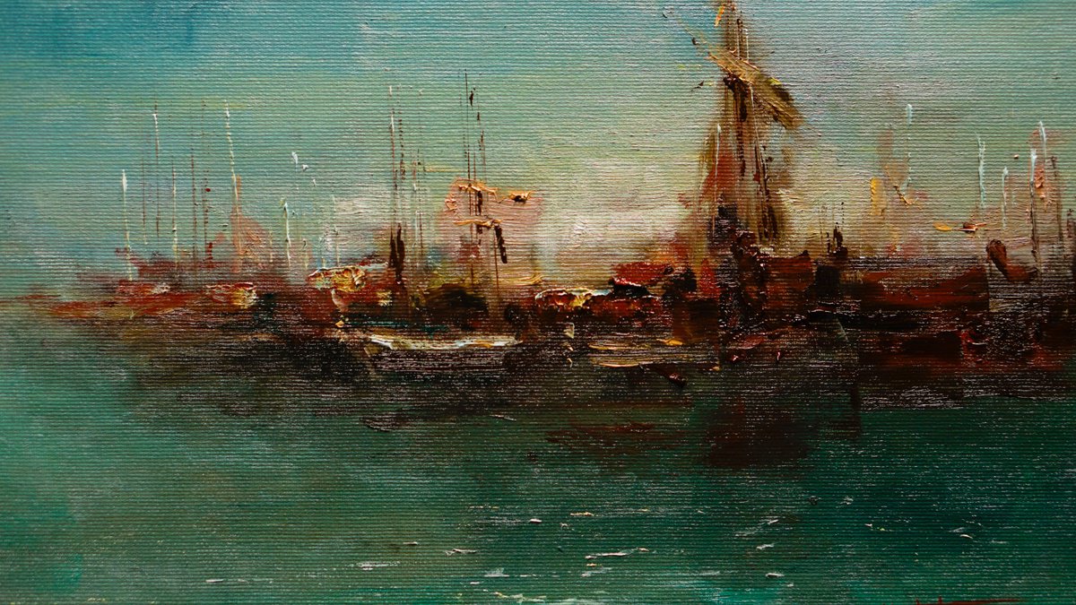 Abstract Landscape Oil Painting By Pavel Filin, 14 X 11", Port, Original Artwork