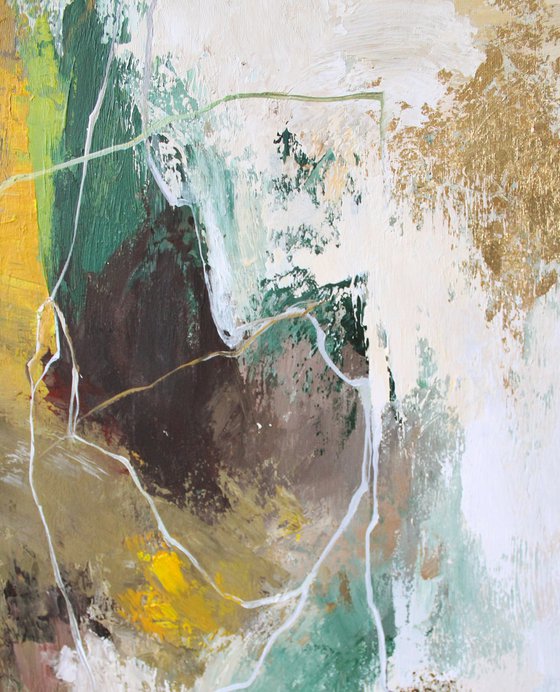 "Green Glory 2" Green brown abstract art