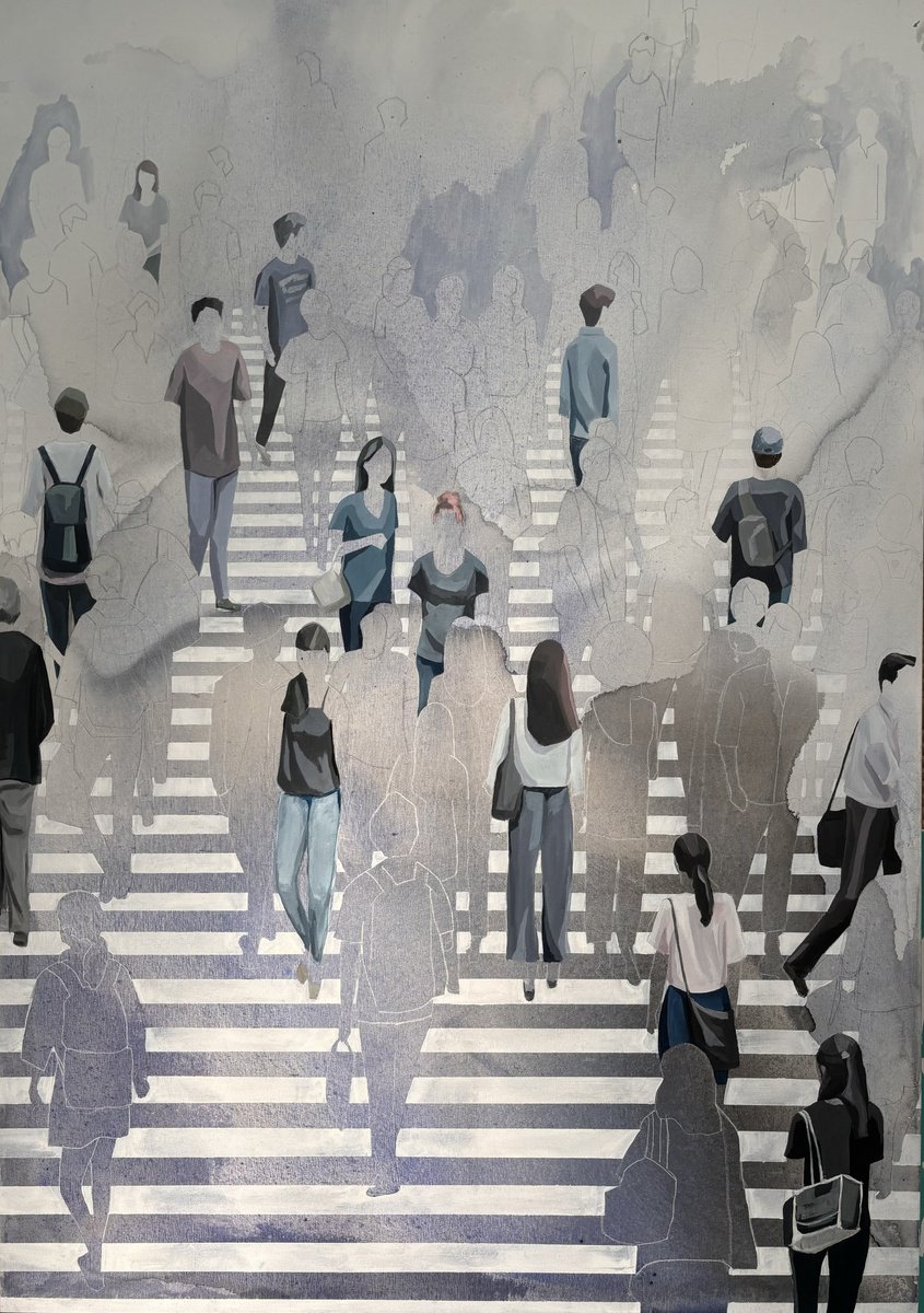 Urban And Pop Cityscapes Acrylic Painting By Martta Garcia, 45 X 64", What Your Eyes Can See, Original Artwork