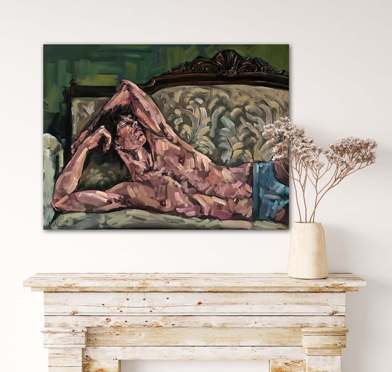 Male nude gay erotic art naked man oil painting