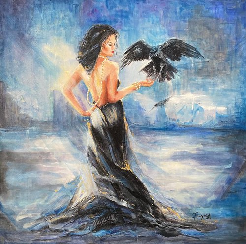 Woman With Crow by Krystyna Przygoda