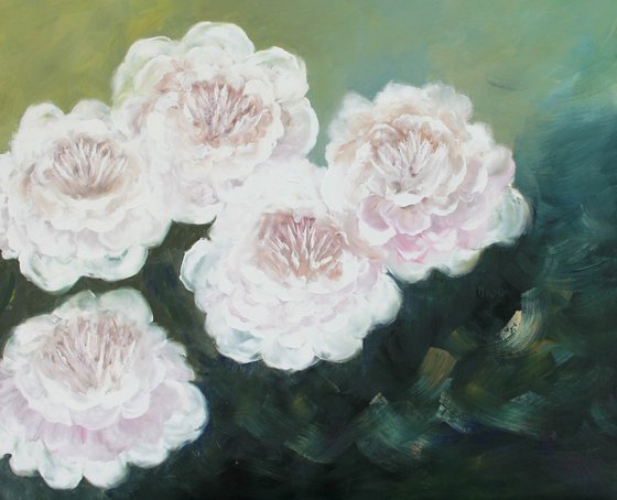 Delicate flowers. Original oil painting on canvas