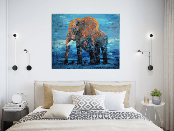 Elephant meets the dawn