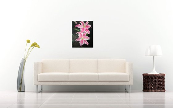 Oil Painting, Original Art, Gift Idea, Home Decor,  Wall decor, Lilies 16"*20"