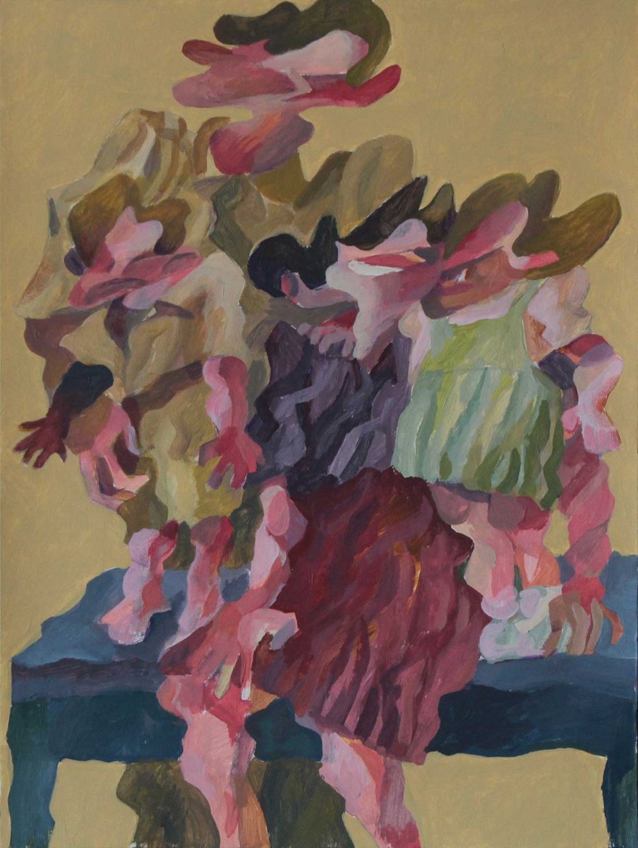 Expressive Portrait Acrylic Painting By Martin Singer, 12 X 16", Family Portrait #42, Original Artwork